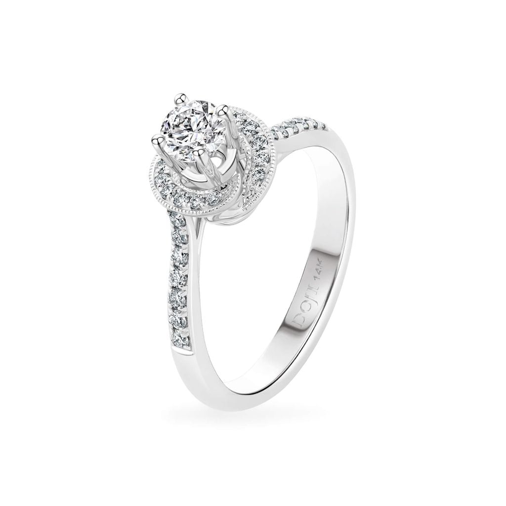 Nhẫn đính hôn vàng trắng 14K gắn kim cương DOJI AFRE000032F2NN1 