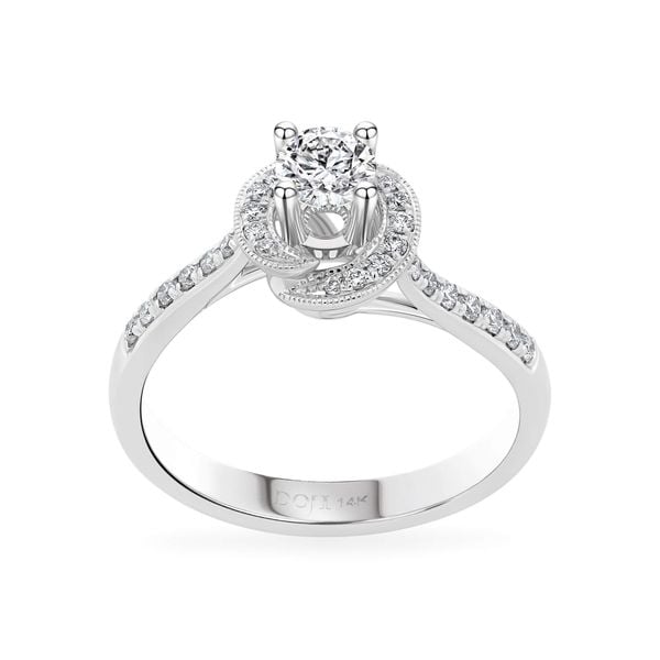 Nhẫn đính hôn vàng trắng 14K gắn kim cương DOJI AFRE000032F2NN1