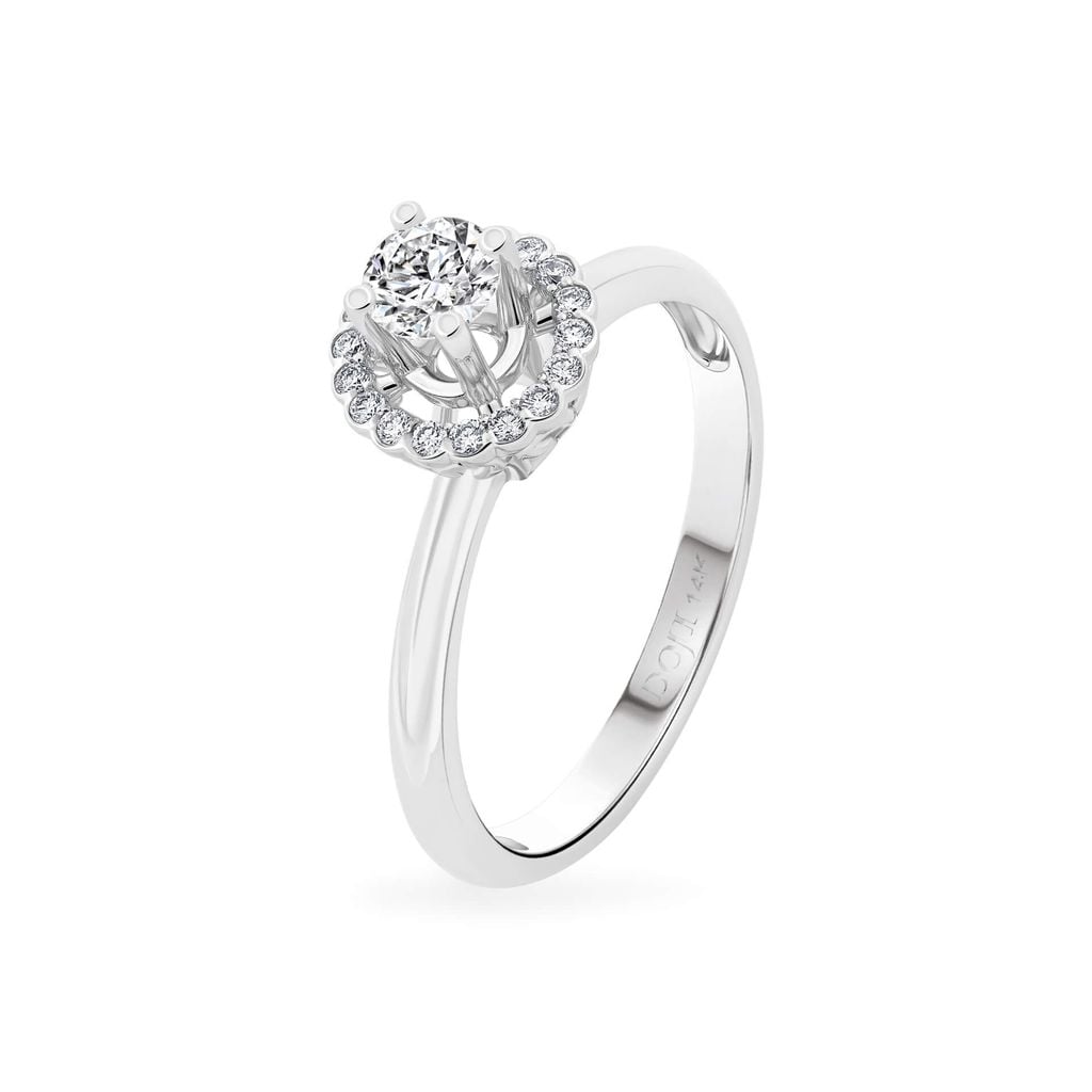 Nhẫn đính hôn vàng trắng 14K gắn kim cương DOJI AFRE000033F2NN1 