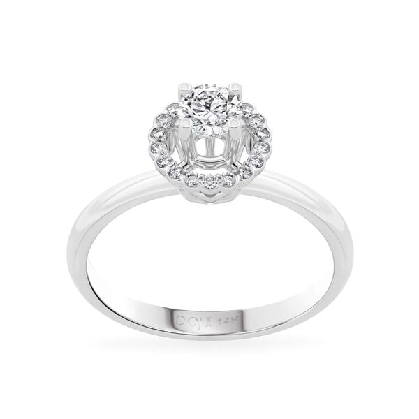 Nhẫn đính hôn vàng trắng 14K gắn kim cương DOJI AFRE000033F2NN1