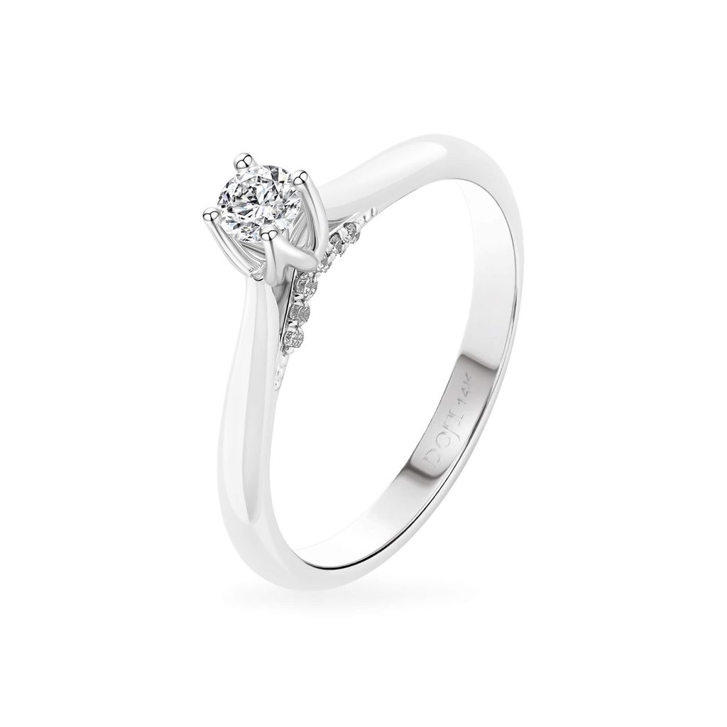 Nhẫn đính hôn vàng trắng 14K gắn kim cương DOJI AFRE000063F2NN1 