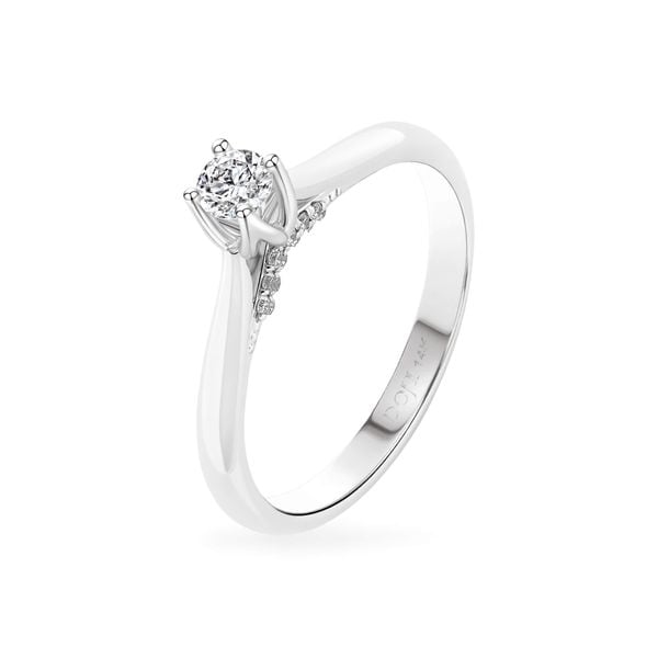 Nhẫn đính hôn vàng trắng 14K gắn kim cương DOJI AFRE000063F2NN1