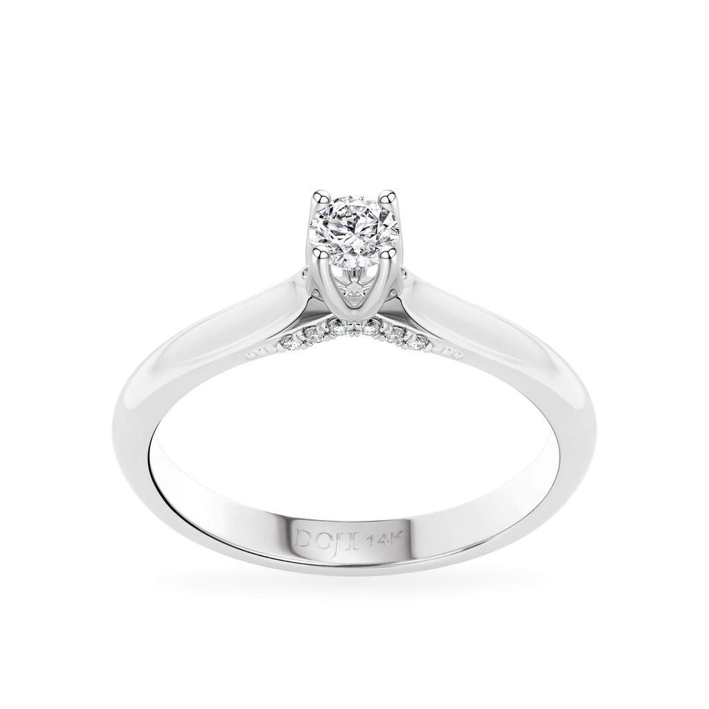 Nhẫn đính hôn vàng trắng 14K gắn kim cương DOJI AFRE000063F2NN1 