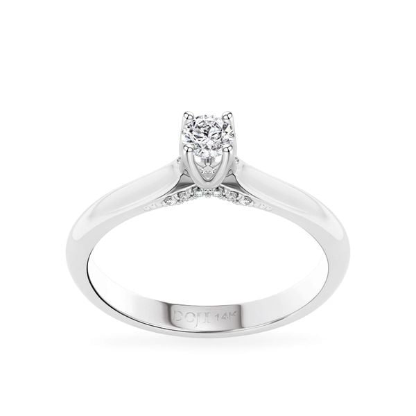 Nhẫn đính hôn vàng trắng 14K gắn kim cương DOJI AFRE000063F2NN1