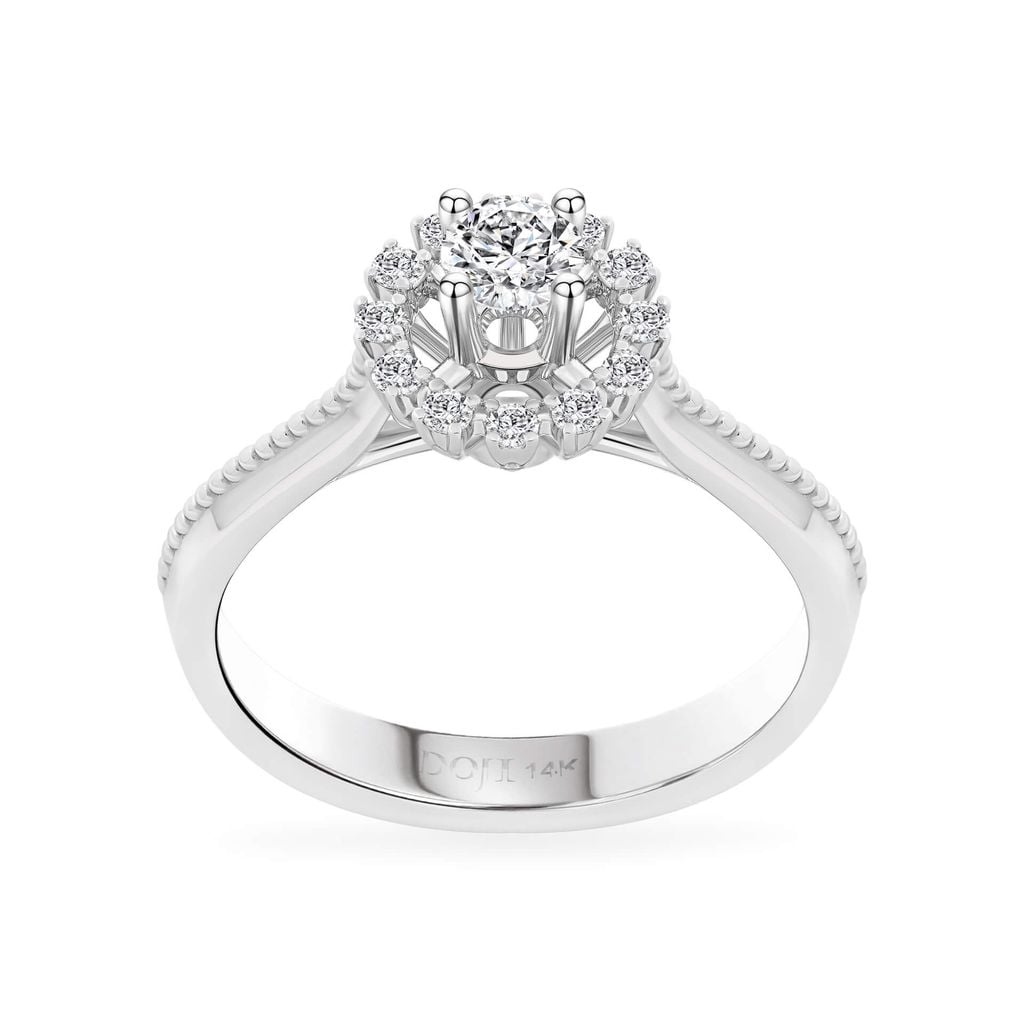 Nhẫn đính hôn vàng trắng 14K gắn kim cương DOJI AFRE010001F2NN1 