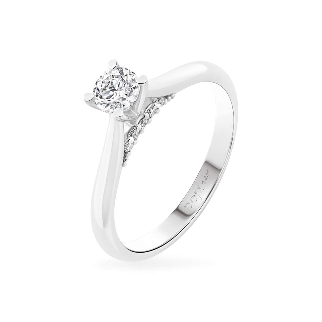 Nhẫn đính hôn vàng trắng 14K gắn kim cương DOJI AFRE010003F2NN1 