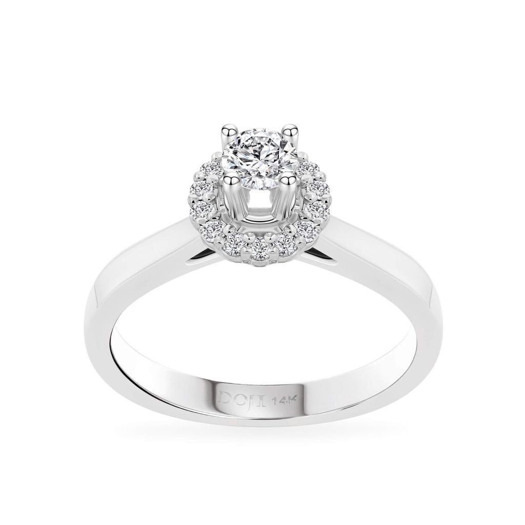 Nhẫn đính hôn vàng trắng 14K gắn kim cương DOJI AFRE010013F2DA1 