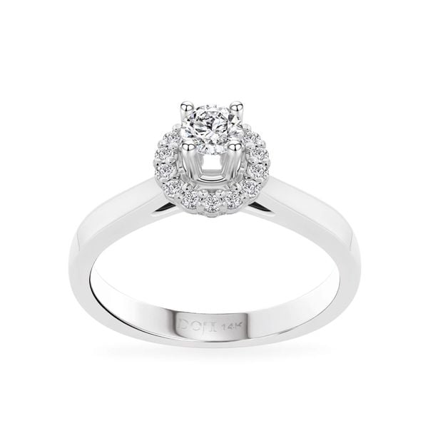 Nhẫn đính hôn vàng trắng 14K gắn kim cương DOJI AFRE010013F2DA1