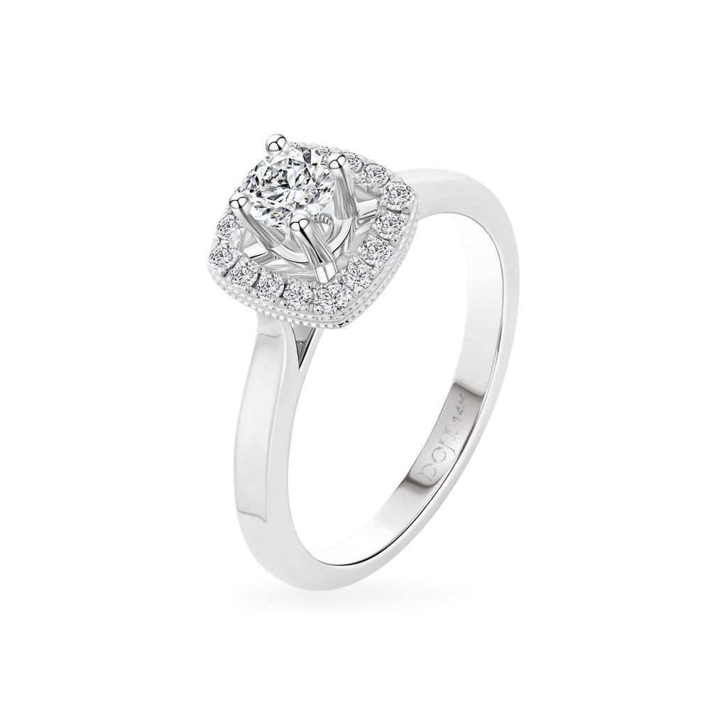 Nhẫn đính hôn vàng trắng 14K gắn kim cương DOJI AFRE010039F2NN1 