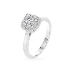 Nhẫn đính hôn vàng trắng 14K gắn kim cương DOJI AFRE010039F2NN1