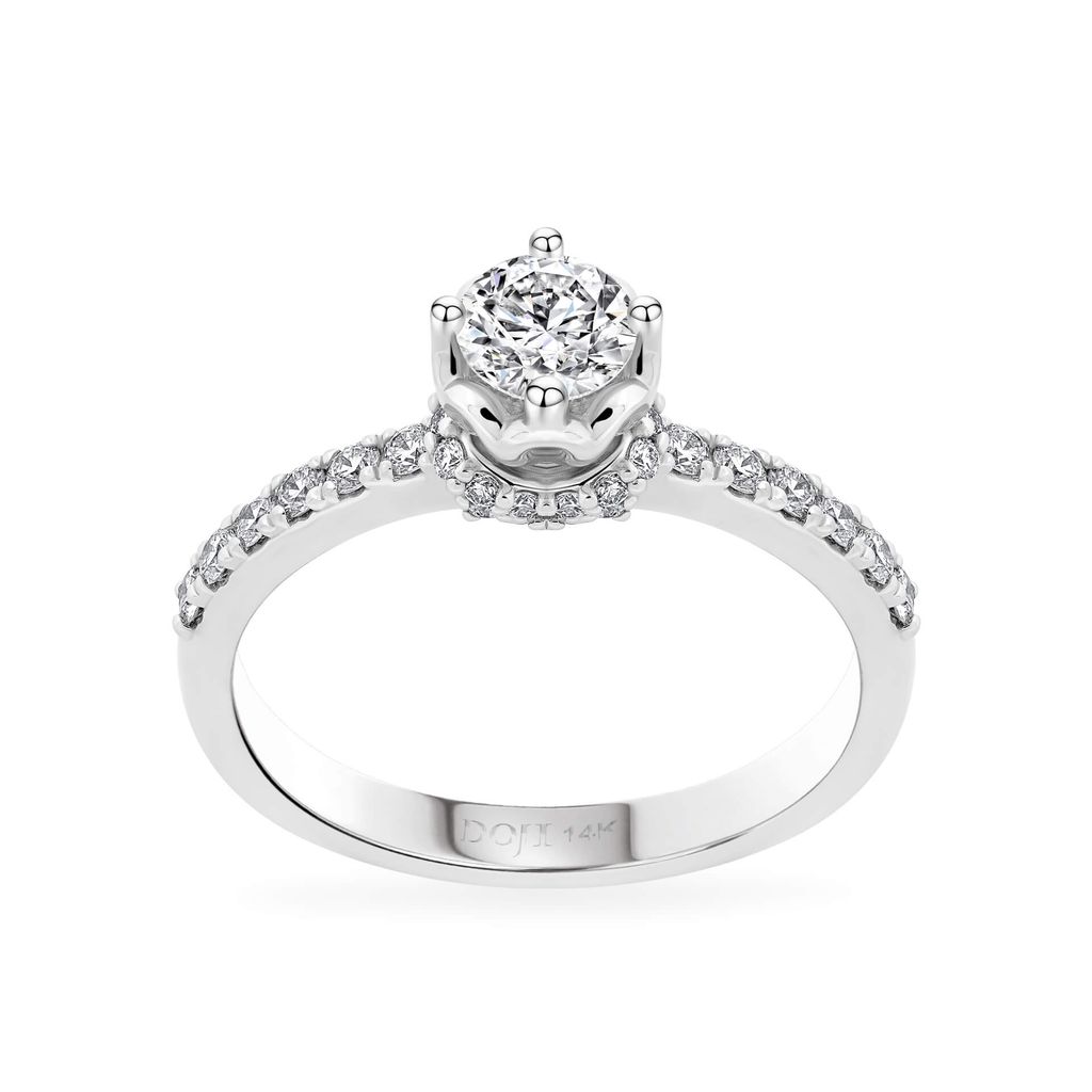 Nhẫn đính hôn vàng trắng 14K gắn kim cương DOJI AFRE000042F2NN1 
