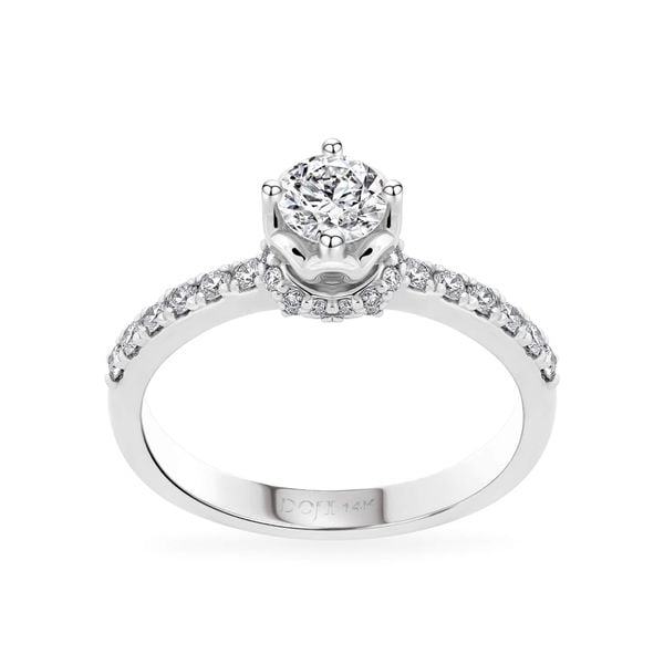 Nhẫn đính hôn vàng trắng 14K gắn kim cương DOJI AFRE000042F2NN1