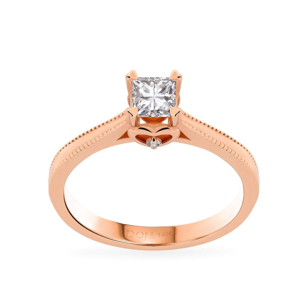 Nhẫn đính hôn vàng hồng 14K gắn kim cương DOJI AFRE000054F3NN1 