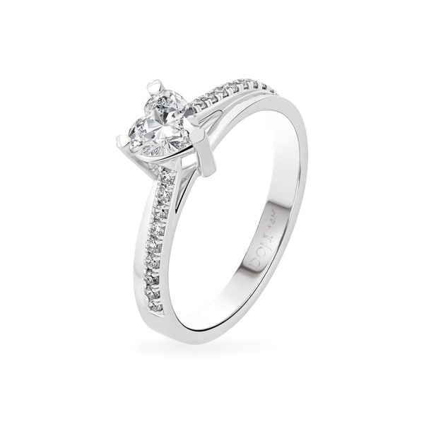 Nhẫn đính hôn vàng trắng 14K gắn kim cương DOJI AFRE000044F2NN1