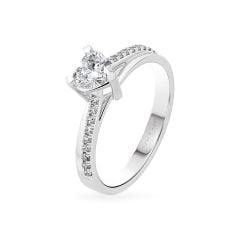 Nhẫn đính hôn vàng trắng 14K gắn kim cương DOJI AFRE000044F2NN1