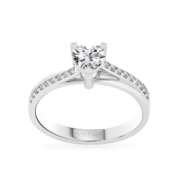 Nhẫn đính hôn vàng trắng 14K gắn kim cương DOJI AFRE000044F2NN1