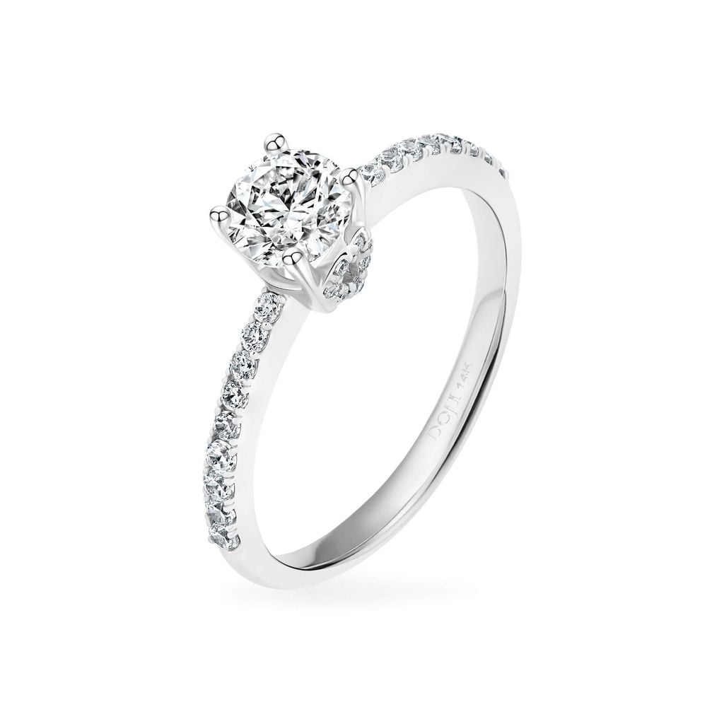 Nhẫn vàng trắng 14K gắn đá CZ DOJI AFRJ900499F2CZ1 