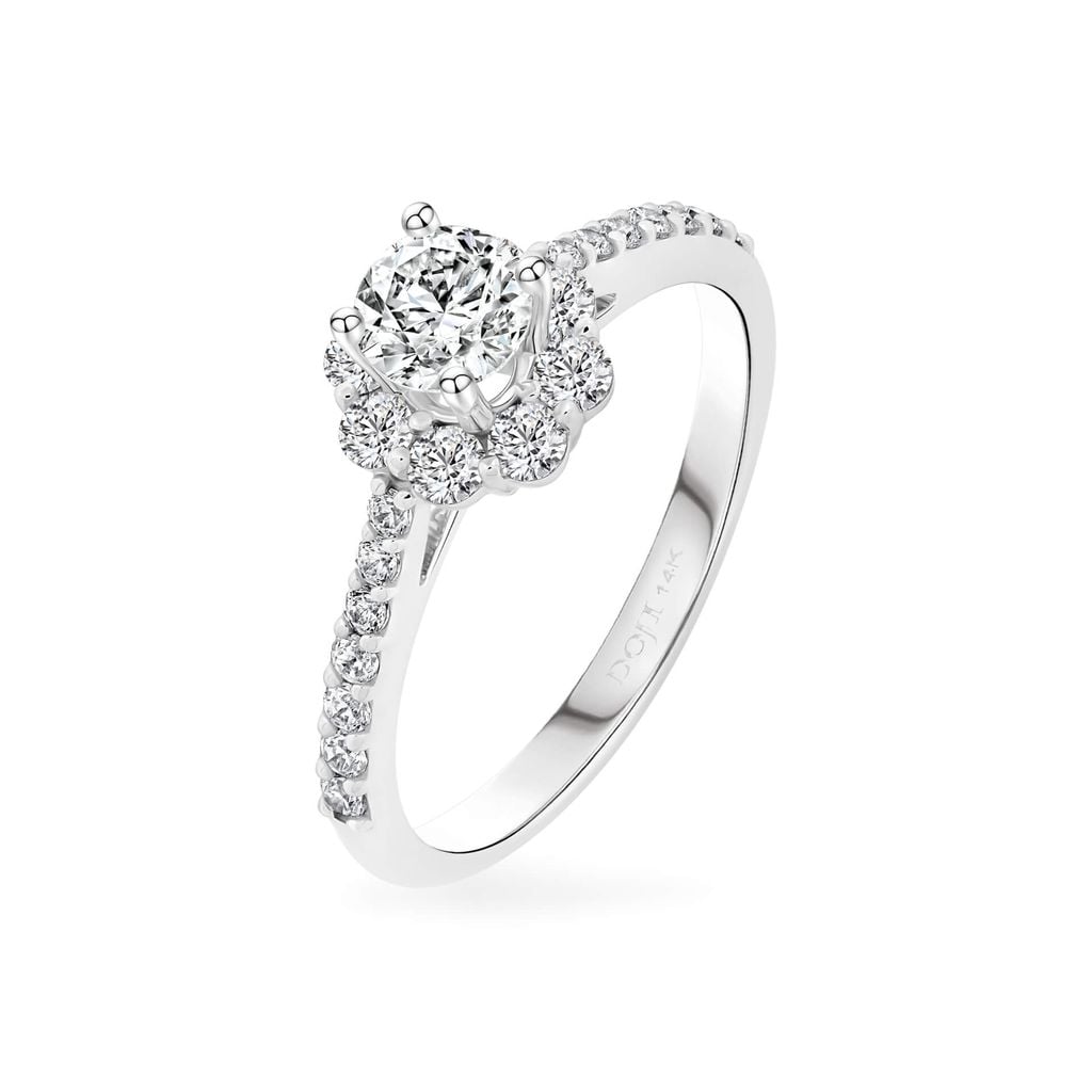 Nhẫn vàng trắng 14K gắn đá CZ DOJI AFRJ900500F2CZ1 