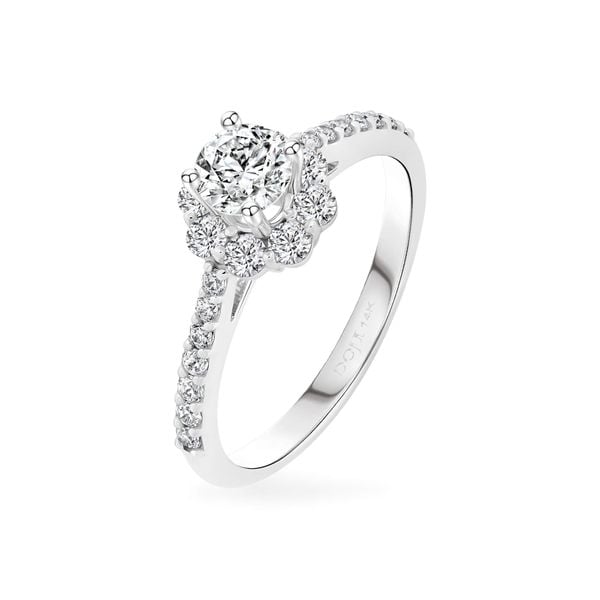 Nhẫn vàng trắng 14K gắn đá CZ DOJI AFRJ900500F2CZ1