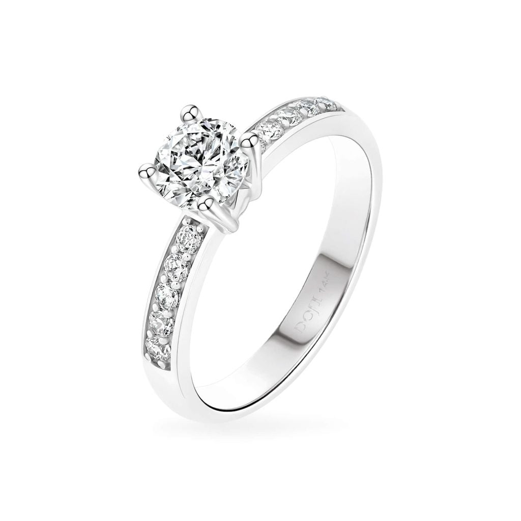 Nhẫn vàng trắng 14K gắn đá CZ DOJI AFRJ900502F2CZ1 