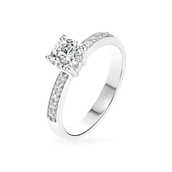 Nhẫn vàng trắng 14K gắn đá CZ DOJI AFRJ900502F2CZ1