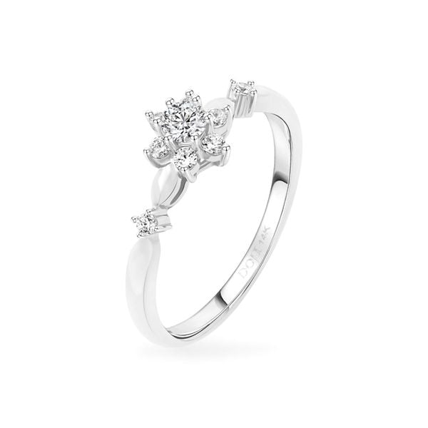 Nhẫn vàng trắng 14K gắn đá CZ DOJI AFRJ000546F2CZ1
