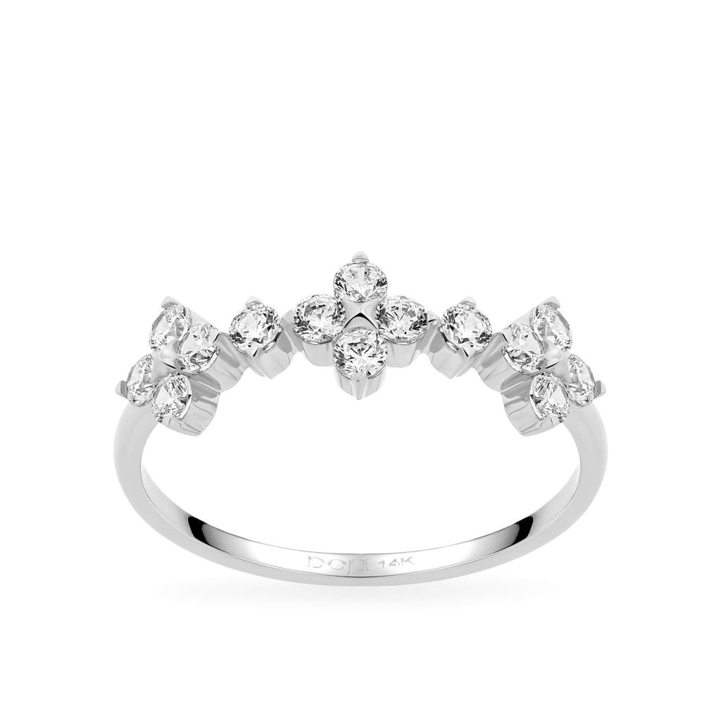 Nhẫn vàng trắng 14K gắn đá CZ DOJI AFRK000741F2CZ1 