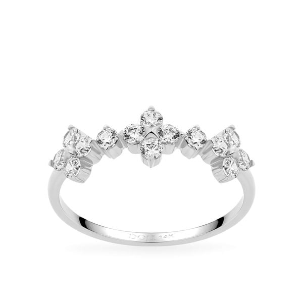 Nhẫn vàng trắng 14K gắn đá CZ DOJI AFRK000741F2CZ1