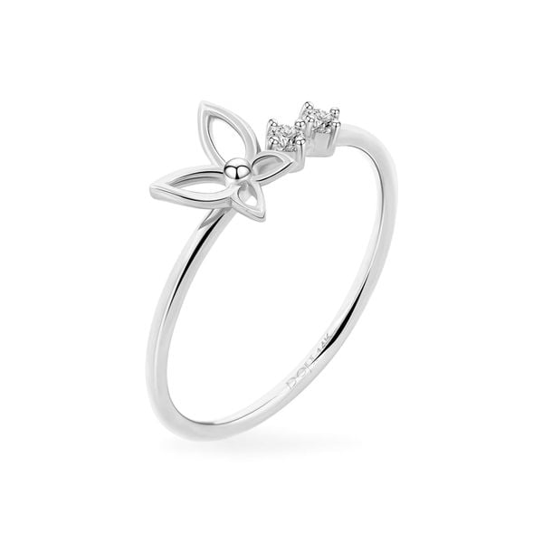 Nhẫn vàng trắng 14K gắn đá CZ DOJI AFRK000742F2CZ1