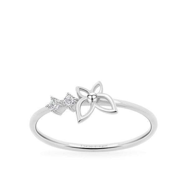 Nhẫn vàng trắng 14K gắn đá CZ DOJI AFRK000742F2CZ1