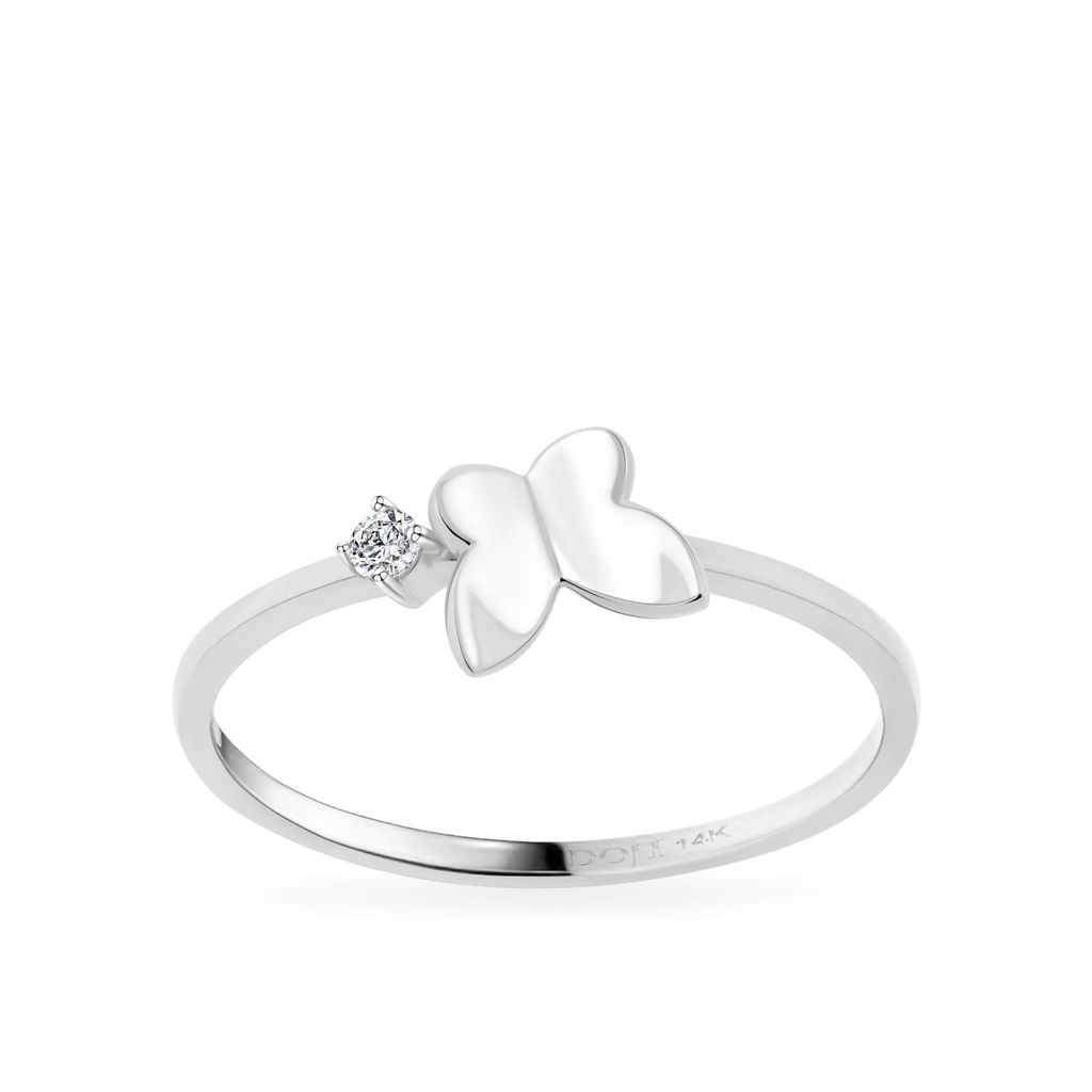 Nhẫn vàng trắng 14K gắn đá CZ DOJI AFRK000743F2CZ1 