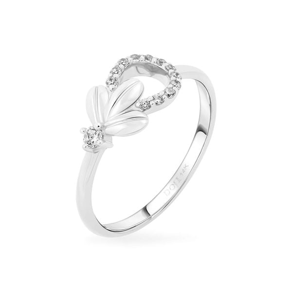 Nhẫn vàng trắng 14K gắn đá CZ DOJI AFRK000782F2CZ1