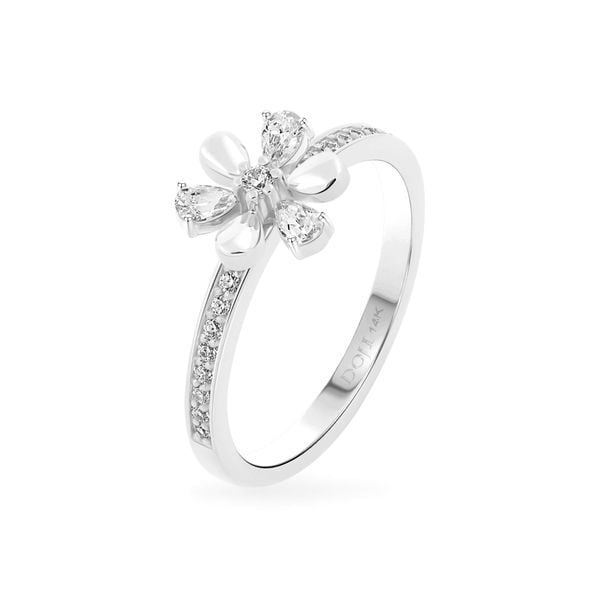 Nhẫn vàng trắng 14K gắn đá CZ DOJI AFRK000787F2CZ1