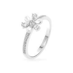 Nhẫn vàng trắng 14K gắn đá CZ DOJI AFRK000787F2CZ1