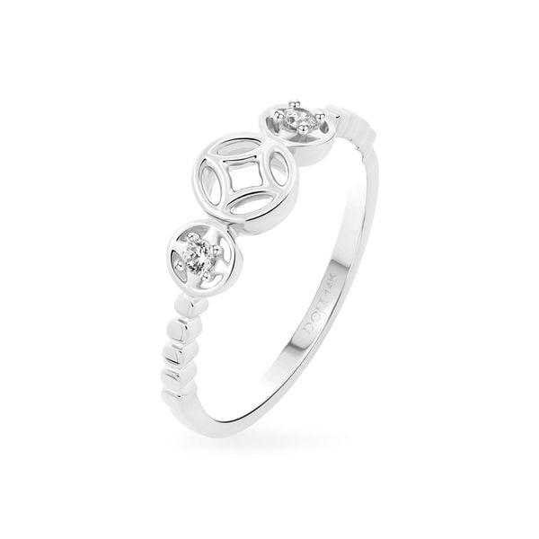 Nhẫn vàng trắng 14K gắn đá CZ DOJI AFRK000801F2CZ1