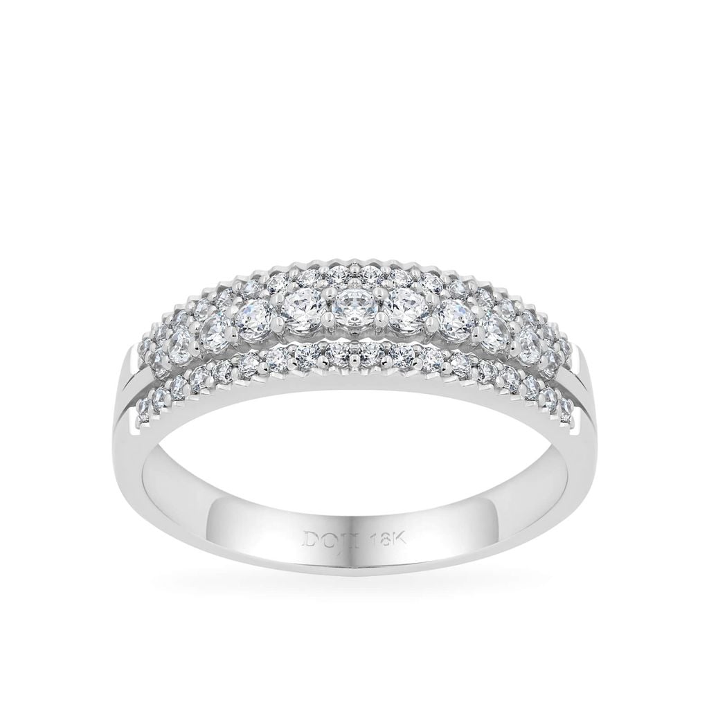 Nhẫn vàng trắng 18K gắn đá CZ DOJI AFRM001102D2CZ1 