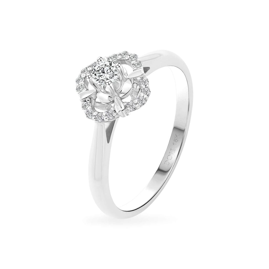 Nhẫn vàng trắng 18K gắn đá CZ DOJI AFRM100441D2CZ1 