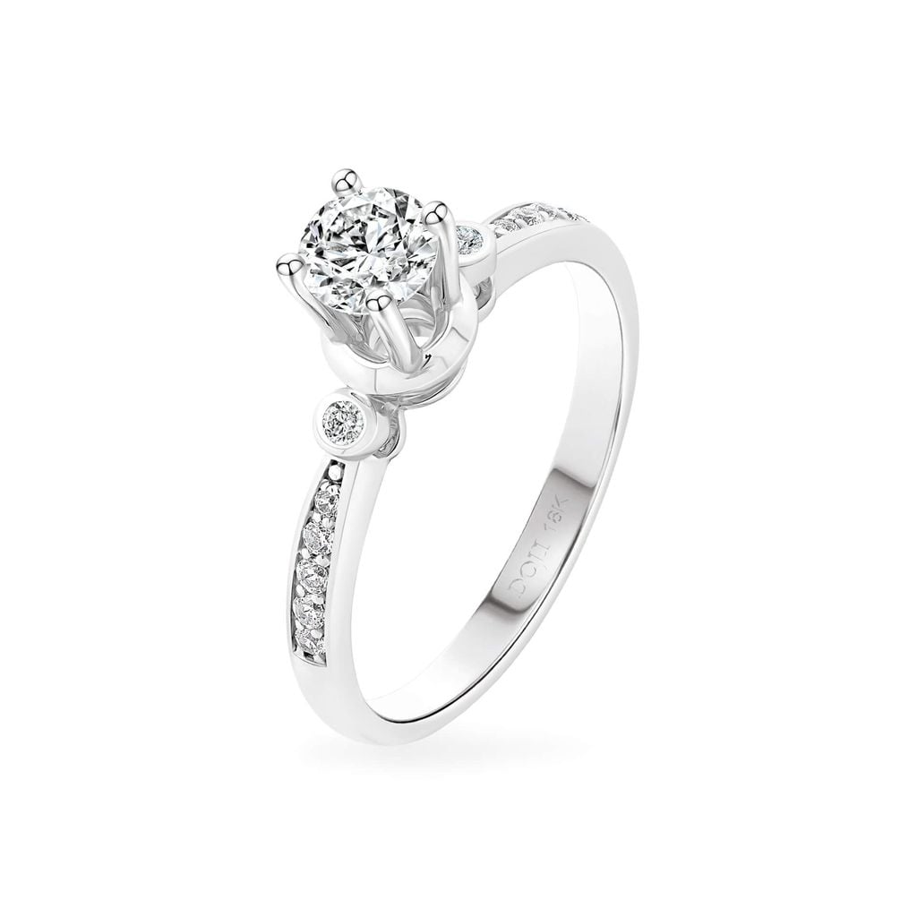 Nhẫn vàng trắng 18K gắn đá CZ DOJI AFRM300490D2CZ1 