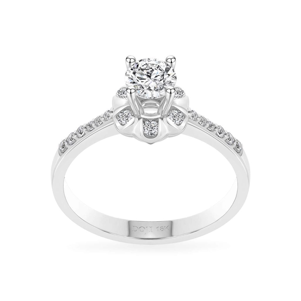 Nhẫn vàng trắng 18K gắn đá CZ DOJI AFRM300518D2CZ1 