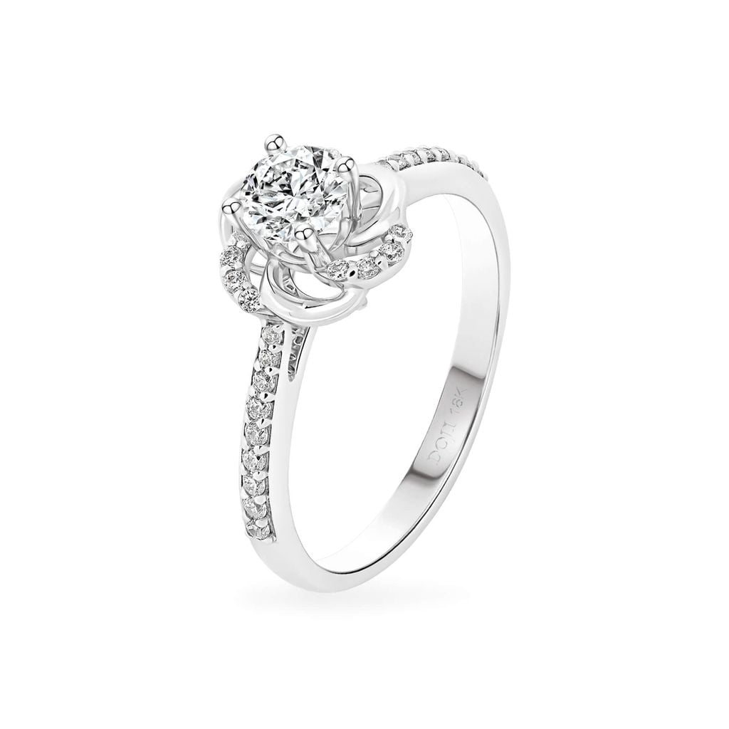 Nhẫn vàng trắng 18K gắn đá CZ DOJI AFRM300558D2CZ1 