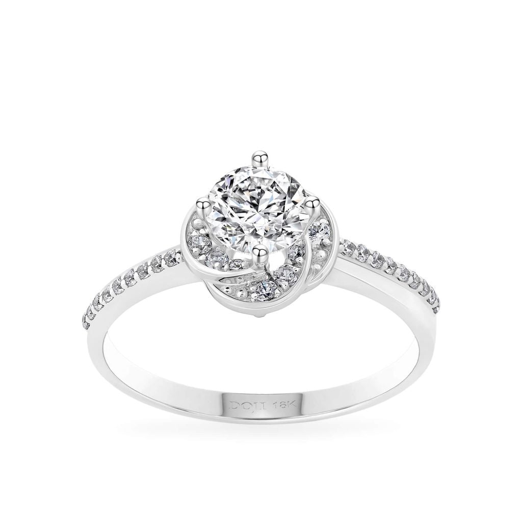 Nhẫn vàng trắng 18K gắn đá CZ DOJI AFRM400554D2CZ1 