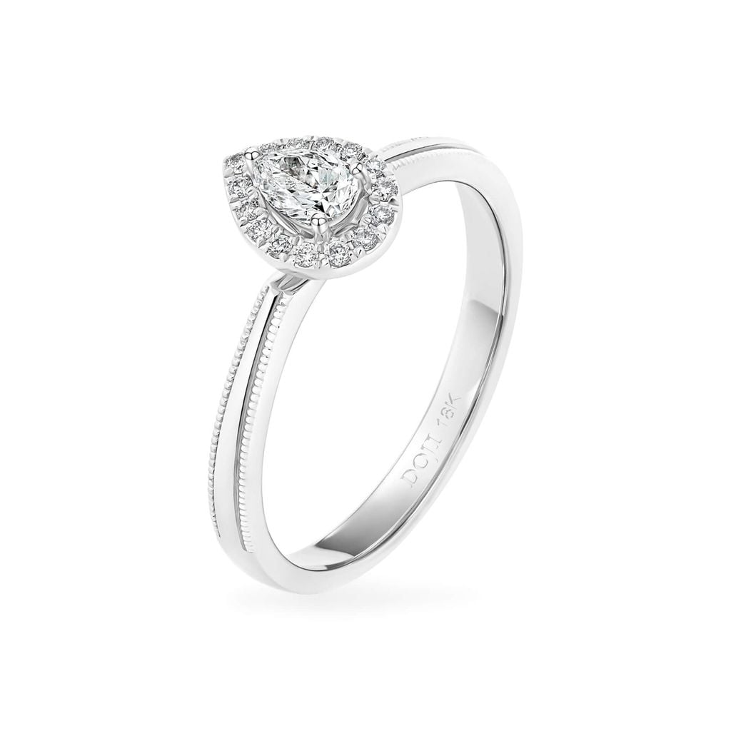 Nhẫn vàng trắng 18K gắn kim cương DOJI AFRR000009D2DA1 