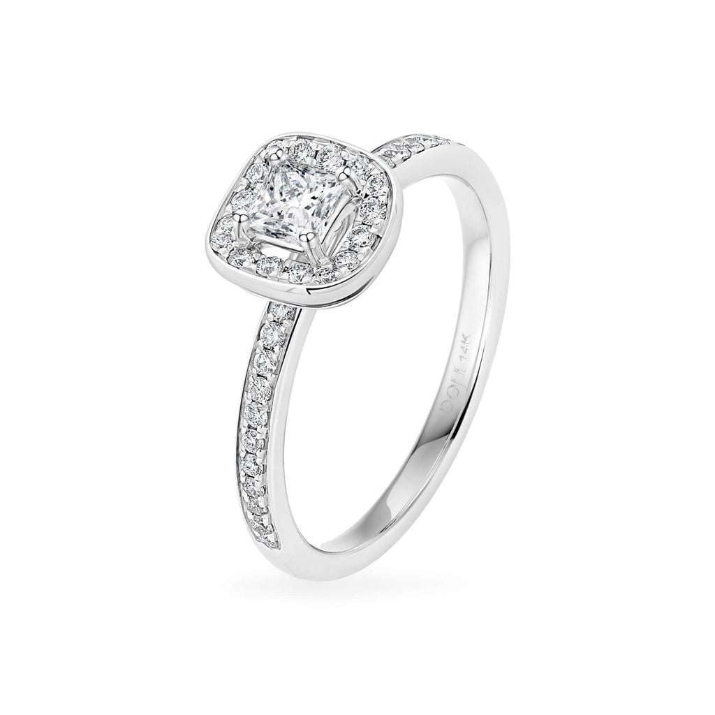 Nhẫn vàng trắng 14K gắn kim cương DOJI AFRR000016F2DA1 
