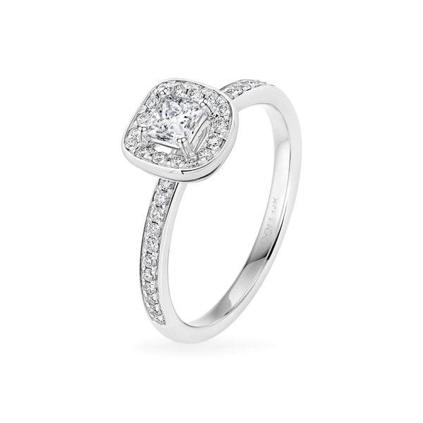 Nhẫn vàng trắng 14K gắn kim cương DOJI AFRR000016F2DA1