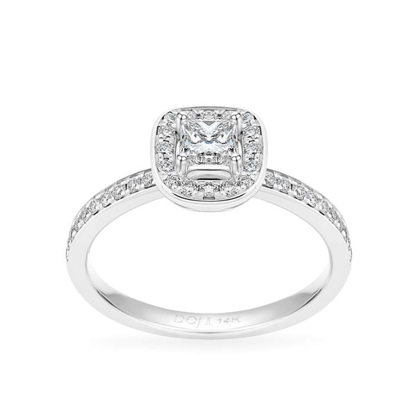 Nhẫn vàng trắng 14K gắn kim cương DOJI AFRR000016F2DA1