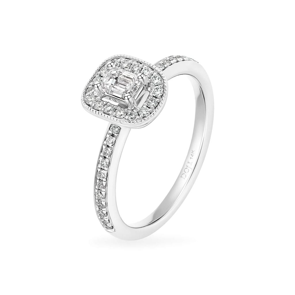 Nhẫn vàng trắng 14K gắn kim cương DOJI AFRR000017F2DA1 