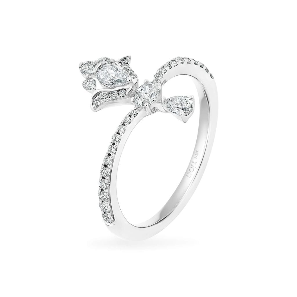 Nhẫn vàng trắng 14K gắn kim cương DOJI AFRR000051F2DA1 