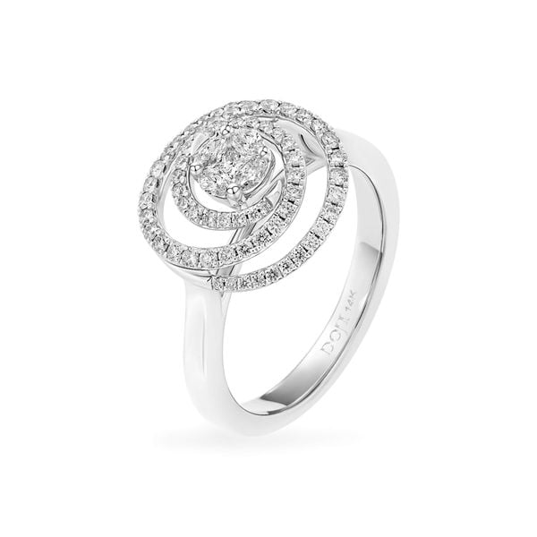 Nhẫn vàng trắng 14K gắn kim cương DOJI AFRR000099F2DA1