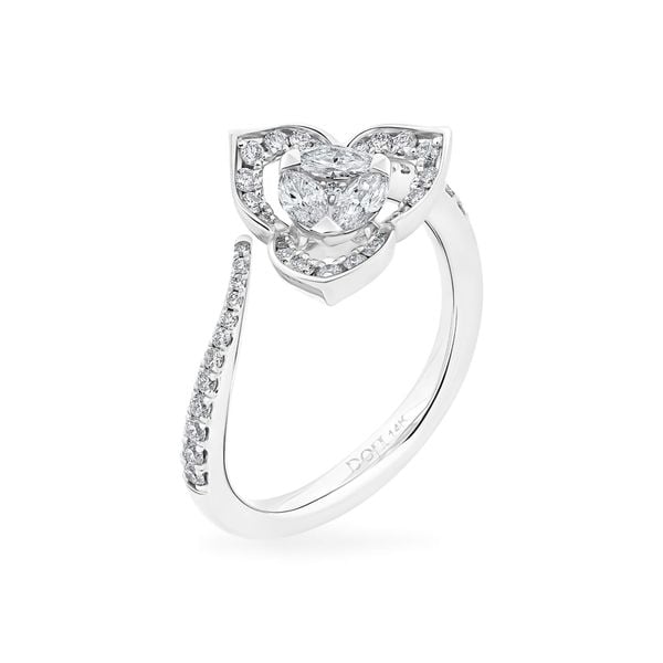 Nhẫn vàng trắng 14K gắn kim cương DOJI AFRR000215F2DA1