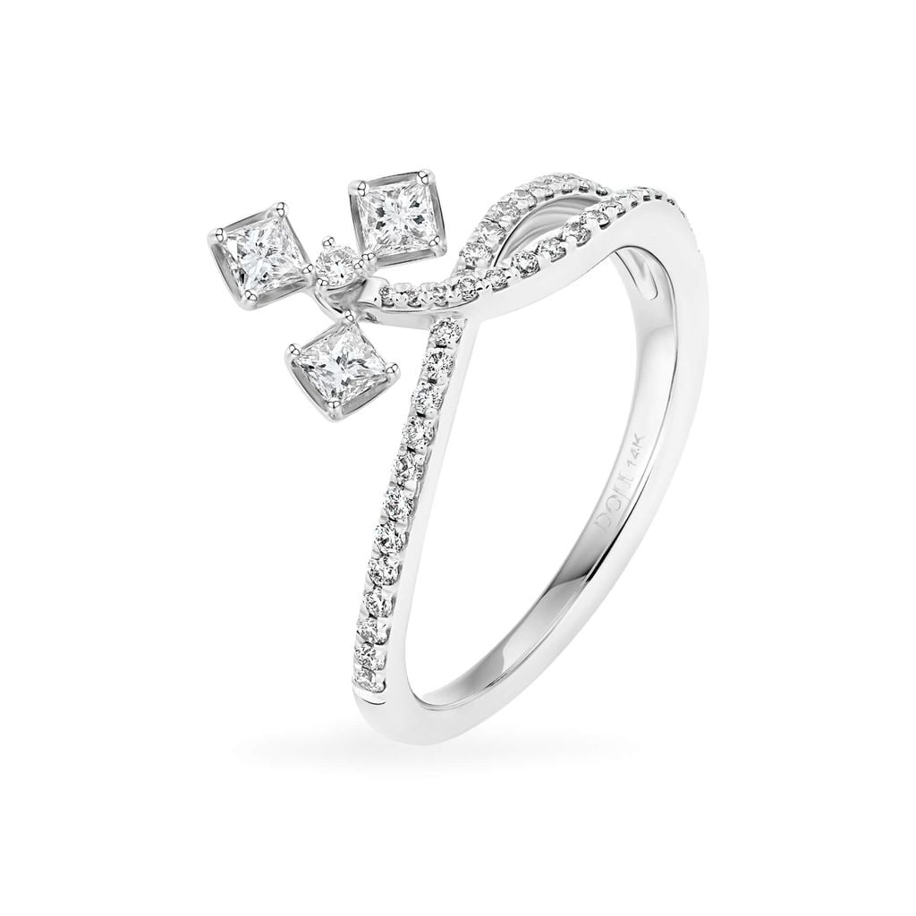 Nhẫn vàng trắng 14K gắn kim cương DOJI AFRR000352F2DA1 